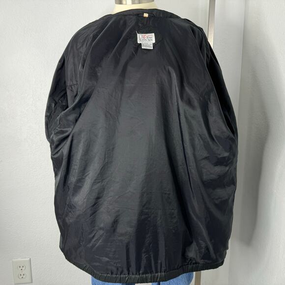 Vintage 80s 90s Zip Windbreaker Bomber Jacket Black Neon Pink Oversized - Picture 7 of 8